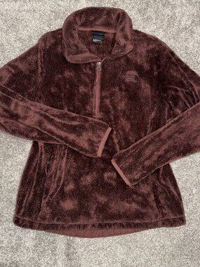 The North Face Maroon Brown Quarter Zip Pullover Fleece Size Medium